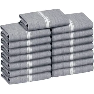 Zeppoli Klassische Küchentücher, 100% natürliche Baumwolle, Wiederverwendbare Waschlappen, saugfähige Geschirrtücher, maschinenwaschbare Handtücher, Küchenutensilien, 35,6 x 63,5 cm, Schwarz, 15