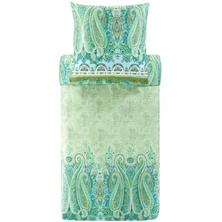 BASSETTI MERGELLINA Bettwäsche + 1 Kissenhülle aus 100% Baumwollsatin in der Farbe Grün V1, Maße: 135x200 cm - 9327389