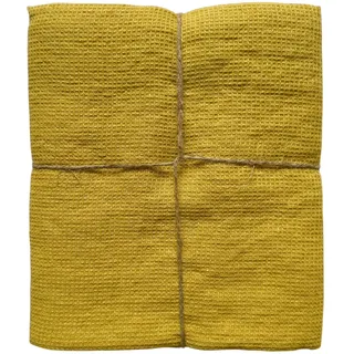 JOWOLLINA Feines Waffelpique Badetuch Saunatuch Leinen Stonewashed (Mustard Yellow, 70x125 cm)