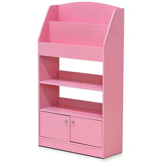Furinno Magazin/Bücherregal mit Aufbewahrungsfächern für Kinder, holz, Rosa, 24 x 24 x 110.01 cm