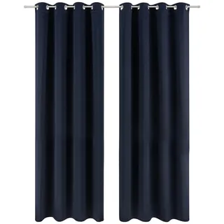 Blumtal Verdunklungsvorhänge 2er Set – Blickdichter Thermovorhang mit Ösen, Hitze- & Kälteschutz, Isolierende Gardinen 140/145 cm,Dunkelblau , Kunststoff , Rechteckig , 140x145 cm , Oeko-Tex® Standard 100 , Heimtextilien, Vorhänge, Fertigvorhänge, Verdunkelungsvorhänge