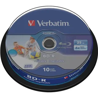 Verbatim BD-R SL Datalife, Blu-Ray-Disk 25 GB - 6-fache Brenngeschwindigkeit - Kratzschutz - 10 Stück Spindel