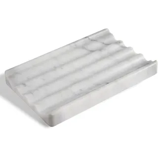 Seifenschale, Marmor-Seifenschale für die Dusche, Seifenhalter mit Wasserwellen-Design, Leicht zu Reinigender Seifenspender für Küchenspüle und Badezimmer (Bianco Carrara)