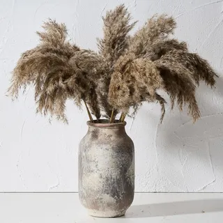 SIDUCAL Rustikale Keramikvase im Bauernhaus-Stil, weiß gekalkte Terrakotta-Keramik, dekorative Vase für Heimdekoration, Tisch, Wohnzimmerdekoration, Regaldekoration, Kaminsims, 24,1 cm, Terra