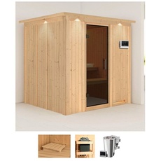 Bild von Sauna »Dima«, (Set), 3,6-kW-Bio-Plug & Play Ofen mit externer Steuerung beige