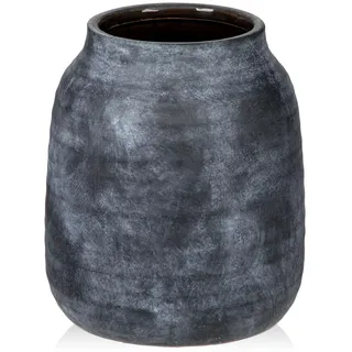 Dekovase Blumenvase aus Keramik Rund Tischvase im Antik Shabby Chic Look Vasen für Blumengesteck, H x Ø: 20,5 x 17,5 cm