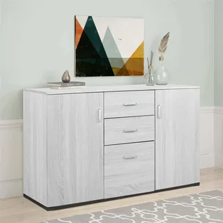 Dmora Modernes Sideboard mit 3 Türen und 2 Schubladen, Küchenbuffet, Sideboard mit Regalen und Regalen, Made in Italy, Moderne Möbel, 120x40h83 cm, Zementfarbe