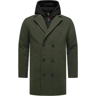 Wintermantel STONE HARBOUR "Trenchcoat Darioon XX", Herren, Gr. XL, grün (schwarz olive), Obermaterial: 95% Polyester PES. 3% Viskose CV. 2% Elasthan EL. Obermaterial: Futter: 100% Polyester PES. 100% Polyester PES., Mäntel Wintermantel