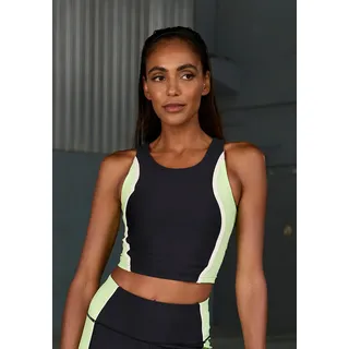 LASCANA ACTIVE Crop-Top Sporttop mit farblich abgesetztem Details, schwarz, grün