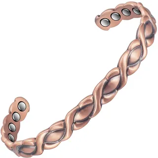EnerCoppeX 3500 Gauss Magnetarmband für Männer und Frauen, 99,99% reines Kupfer Magnetarmband, klassisches indisches handgewebtes Handwerk, inklusive 8 Magneten (B), Kupfer