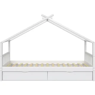 Hausbett Vitalispa Design Weiß 90x200 cm mit 2 Schubladen, Model 36918 - Weiß