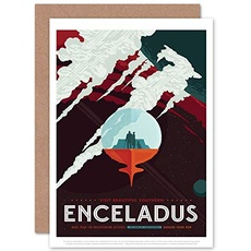 Artery8 Enceladus Geysers NASA Space Tours Travel Sealed Greeting Card Plus Envelope Blank inside Platz Reise