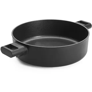 Woll Eco Logic QXR Kasserolle, rund mit 2 Seitengriffen - Induktiv -, Ø 28 cm, 8 cm hoch - Geeignet für alle Herdarten, PFAS-frei, Antihaft-Versiegelung, Aluminiumguss, backofenfest, schwarz