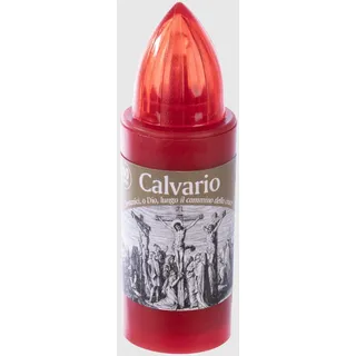 La Briantina Elektrisches Teelicht Calvario Rot für Loculo – Dauerlicht rot, für den Außenbereich, wetterfest, Batterien im Lieferumfang enthalten, Brenndauer 180 Tage – Ø 3 cm x H 9,5 cm