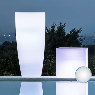 BLUMENTOPF WEIß LAMPE H90 Ø40CM PFLANZENTOPF PFLANZKÜBEL RUND KUNSTSTOFF