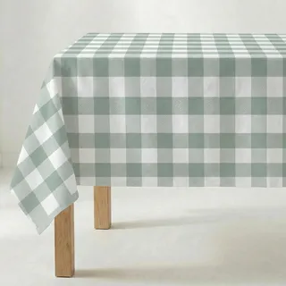 Belum 0120-104, harzbeschichtet, schmutzabweisend, kariert, Vichy-Größe, 300 x 140 cm, fleckenabweisende Tischdecke, Vichy Mint, Tischdecke aus 100% Bio-Baumwolle
