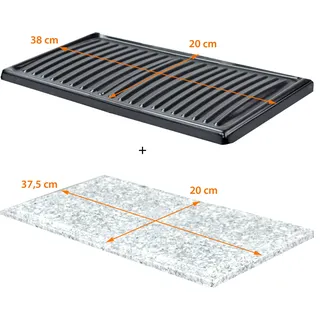Syntrox Germany 2er Platten-Set für Raclette Gent – Steinplatte & Grillplatte für Raclette Grill, Fettfreies Grillen & Braten, Hochwertiges Zubehör