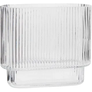 KAYLETIN Geriffelte Vase, geriffelte Glasvase für Tulpen, Glasvasen für Blumen, moderne klare Vasen für Geburtstag, Hochzeit, Einweihung, Jahrestag, Verlobung, 18 cm