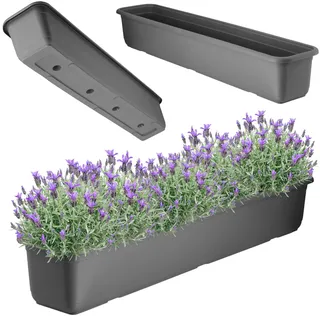KADAX Evron Blumenkasten 80 cm, Anthrazit – Balkonkasten aus hochwertigem Kunststoff, Pflanzkasten für Innen- und Außenbereiche, Blumentopf für Balkon, Terrasse, Fensterbank