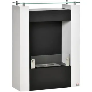 Homcom Ethanol-Kamin Bio-Ethanol-Brenner 1993W 3 Std. kein Rauch Weiß+Schwarz , Metall , 20x79x60 cm , Elektrogeräte, Heizgeräte, Elektrokamine