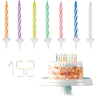 Relaxdays Geburtstagskerzen, 152-teiliges Kerzenset mit Haltern, Kuchenkerzen für Geburtstagsdeko, Partykerzen 6cm, bunt