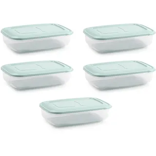 UNISHOP Set mit 5 Frischhaltedosen aus Kunststoff, BPA-frei, mikrowellengeeignet, Gefrierschrank und Spülmaschine, Pastellfarben (Grün, 3000 ml)