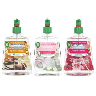 Air Wick Active Fresh – Wasserbasierter Automatischer Lufterfrischer – Raumduft Süße Düfte – 3 x 228 ml Nachfüller