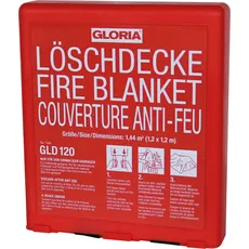 Gloria Feuerlöschdecke GLD120 120x120 cm aus Glasfasergewebe, in Bereitschaftsbox