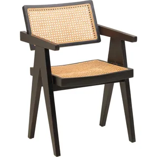 Livetastic Armlehnstuhl , Naturfarben, Schwarz , Holz , Rattan, Teakholz , massiv , Wiener Geflecht , 58x80x55 cm , Holzmöbel, Sitzgelegenheiten Holz, Holzstühle