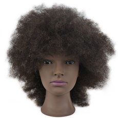 ERSIMAN Afro Schaufensterpuppe Kopf 100% menschliches Haar 8 "Kosmetik-Männchen Trainings Kopf mit freier Klammer