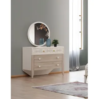 Set Kommode mit Spiegel Schminktisch Konsole Kommoden Holz Modern Schlafzimmer - Beige
