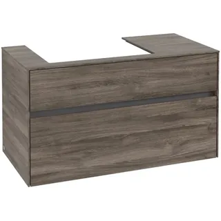 Villeroy & Boch Collaro Waschbeckenunterschrank, wandhängend, 2 Auszüge, Waschbecken links, 1000x548x500mm, C01700RK, Farbe: Front/Korpus: Stone Oak, Griff: Graphite