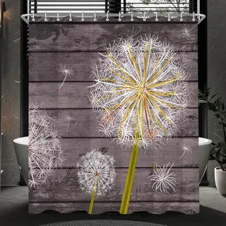 Lerores Duschvorhang 240x200cm Löwenzahn, Beschwerter Saum Antischimmel Textil, Wasserabweisend, Waschbar Polyester Badevorhänge mit 16 Ösen und Duschvorhangringen für Badezimmer, Badewanne