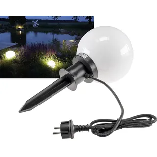 ChiliTec Kugelleuchte Kunststoff 40,0 cm Erdspieß 1,5 m Kabel weiß
