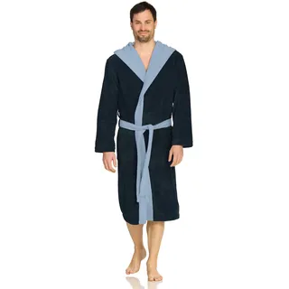 Bademantel VOSSEN "Poppy, ideal für Sauna & Spa, Hotelbademantel, Morgenmantel" Gr. M, blau (dunkelblau), L:120cm, Microfaser-Walkfrottee, Hausmäntel, Bademantel, Doubleface Optik