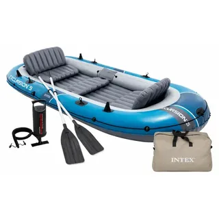 Intex 66325NP Schlauchboot Excursion 5 Set mit Paddeln Pumpe Sitzen bis 600 kg - Blau