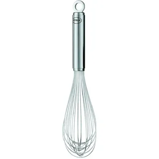 RÖSLE Schlagbesen, hochwertiger Schneebesen mit massivem Rundgriff und Aufhängeöse, Edelstahl 18/10, spülmaschinengeeignet, 32 cm, Silbern