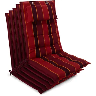Beautissu Hochlehner Auflage 120 x 50 x 8 cm Rot/Anthrazit gestreift 5-tlg.