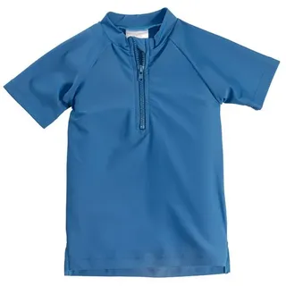 Sterntaler Badeshirt kurzarm uni – UV-Schutz 50+ Schwimmshirt – Unisex Beachwear schnelltrocknend – Kinder Rashguard mit Reißverschluss & Kinnschutz – leuchtblau, Größe 80