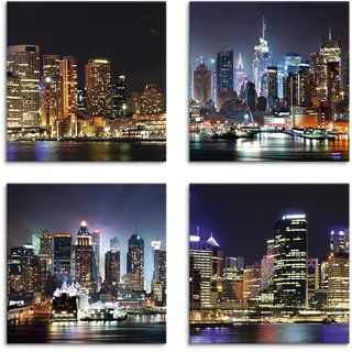 Artland Leinwandbild »Sydney Hafen und New York Times Square«, Städte, (4 St.), 4er Set, verschiedene Größen Artland blau