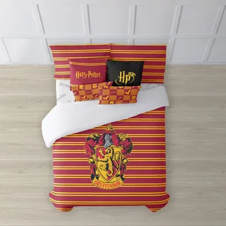 Belum Harry Potter Gryffindor Shield Bettbezug, mit Knöpfen, 100% Baumwolle, für 120 cm breite Betten (200 x 200 cm)