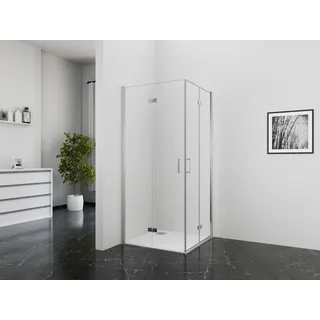 Marwell Shine Square Eckdusche mit Pendeltür 90 x 195 cm silber transparent