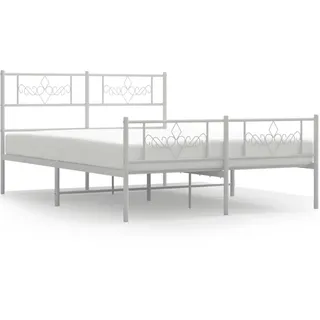 vidaXL Bettgestell mit Kopf- und Fußteil Metall Weiß 140x200 cm - Weiß