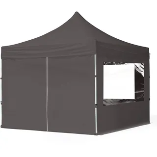 TOOLPORT Faltpavillon 3 x 3 m inkl. 4 Seitenteile Dunkelgrau