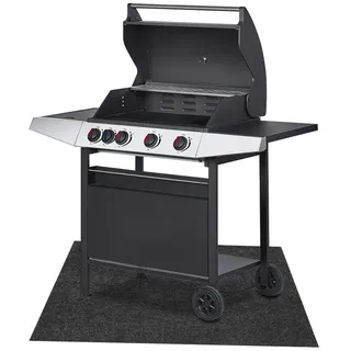 Izrielar Grillteppich, Grillmatte 90x120 cm, rutschfeste Unterlage für Grill und Outdoor-Geräte, ölbeständig, Bodenschutz für Garten und Terrasse - Grau