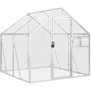 vidaXL Voliere Silbern 179 x 200 x 185 cm Aluminium