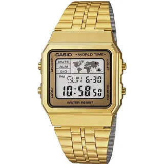 Casio A500WGA-9DF Herren-Armbanduhr, Kunststoff-Gehäuse, Metall-Armband - Gold