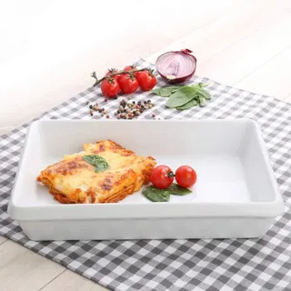 Holst Porzellan GU 14535 Auflaufform & Auslagenschale, weiß, 35 x 26 x 7 cm 3,5 l, Gutshof Eckig