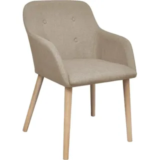 vidaXL Esszimmerstühle 6 Stk. Beige Stoff und Massivholz Eiche - Beige