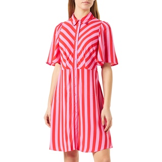 YAS Damen Yassavanna 2/4 Shirt Dress S. Noos Kleid, Cyclamen/Stripes:bittersweet, XXL EU